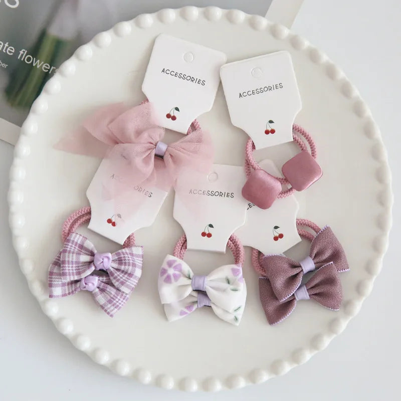 10Pcs/Lot, Elastic Hair Bow Clips for Children, Children's Headwear Hair Accessories for girls, Cute Hair ties, Lovely Hair Rope