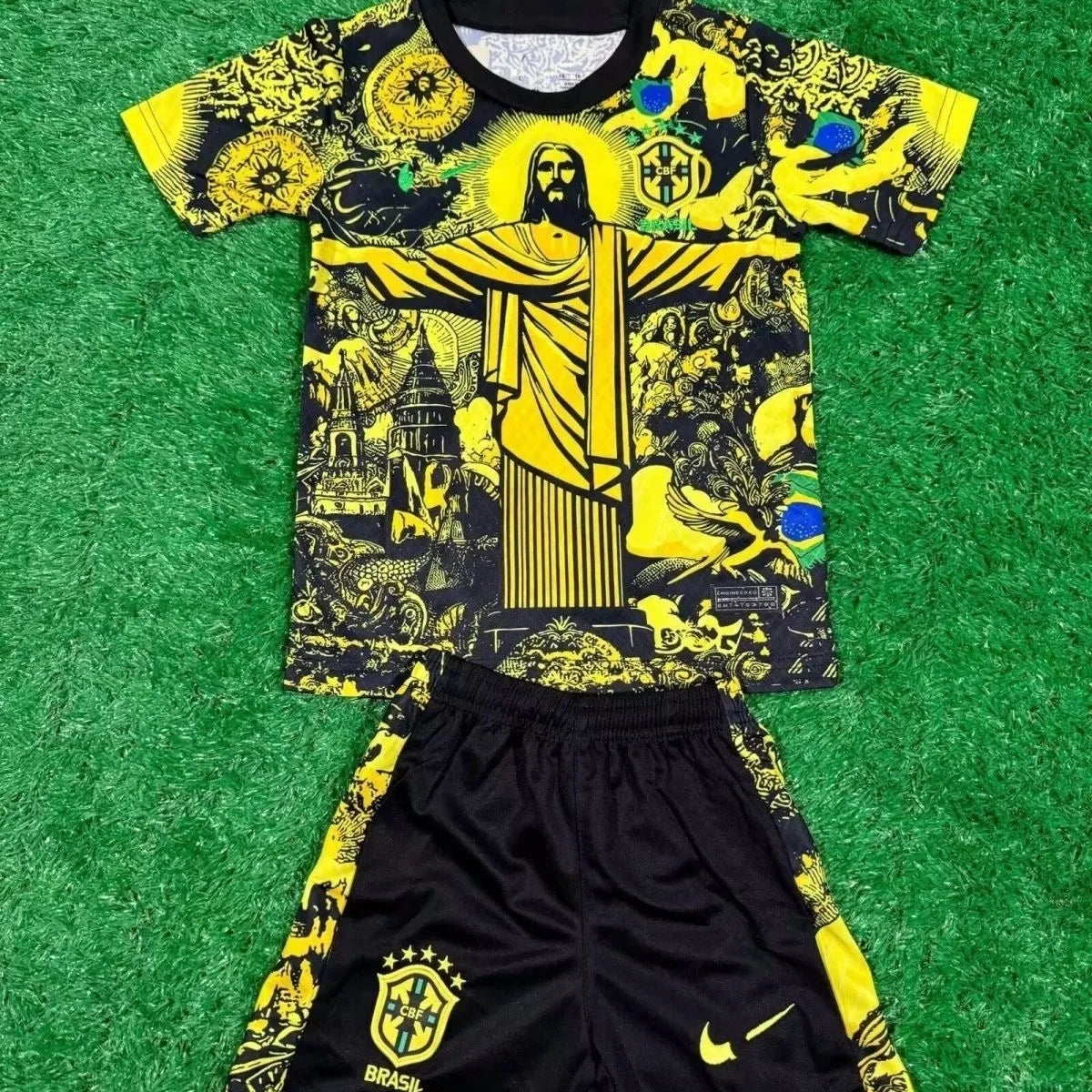 Brazilian Male God Yellow Football Jersey Set Is A Hot-selling New 2025 3D Sports Sweat-absorbing Training Suit in Summer.
