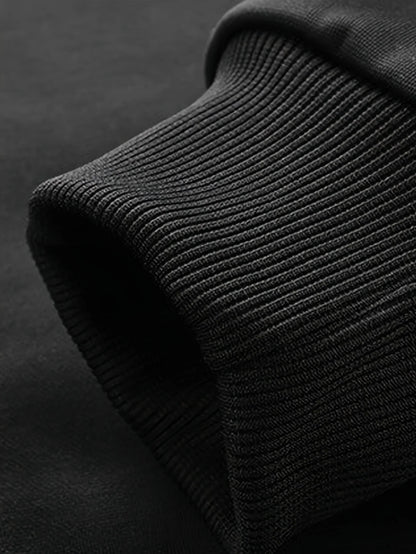 Men's winter thickened  jacket with hood for outdoor sports Suit leisure running fitness warmth two-piece set.