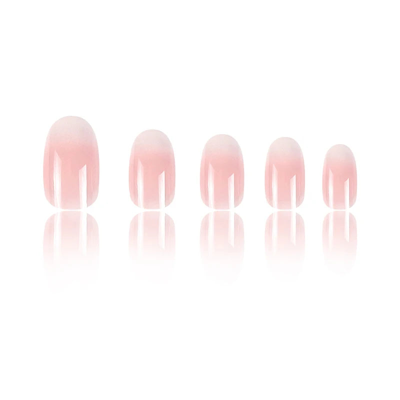 24Pcs Oval Short Pink Press on Nails Simple Ombre Spring False Nail for Sweet Sassy Cool Women&Girl Removable Wearable Nail Art.