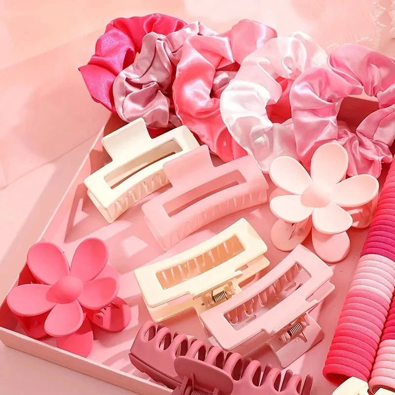 53-113Pcs Dopamine Fashion Elastic Colorful Band Hair Circles Flower Shaped Hair Accessory Grip For Women Daily Party Gift 2024.