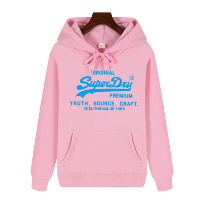 SUPERDRY Brand Men's Autumn and Winter Fashion Casual Hooded Sweatshirt Street Hip-hop Retro Sweatshirt Sports Men's Hoodie.