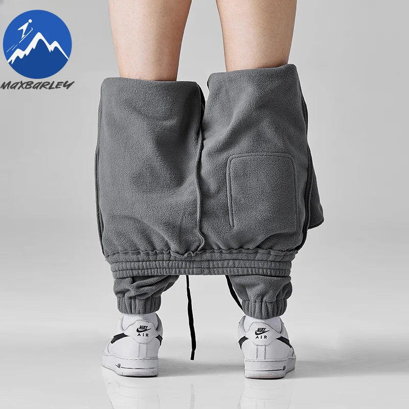 Men's Wool Sweatpants 2024 Winter New Thickened Double-Sided Fleece Casual Trousers Jogger Men's Outdoor Down Cotton Warm Pants.