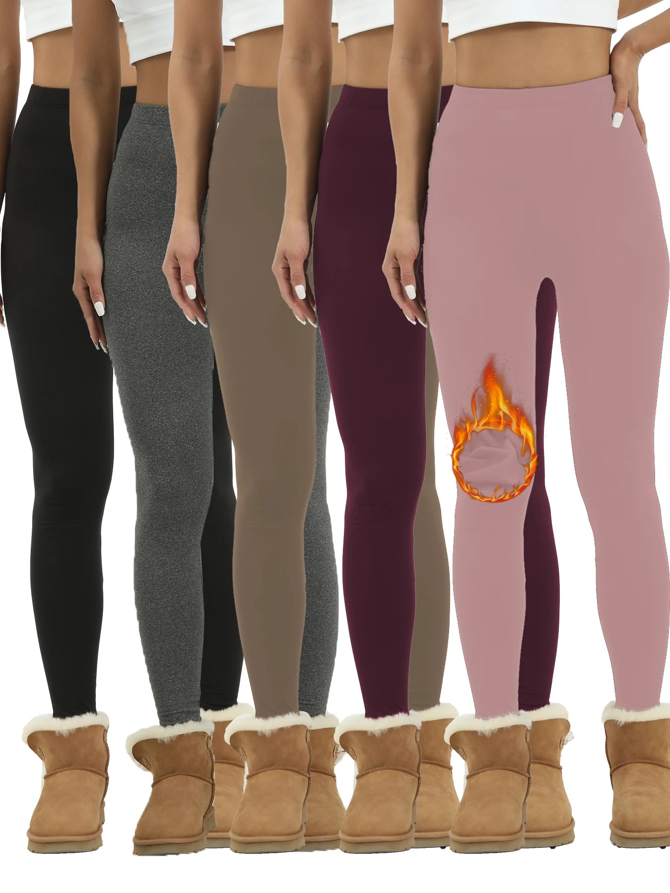 5PACK Super Soft Fleece Lined Leggings Women, Workout Yoga Running Thermal Warm Pants For cold winter.