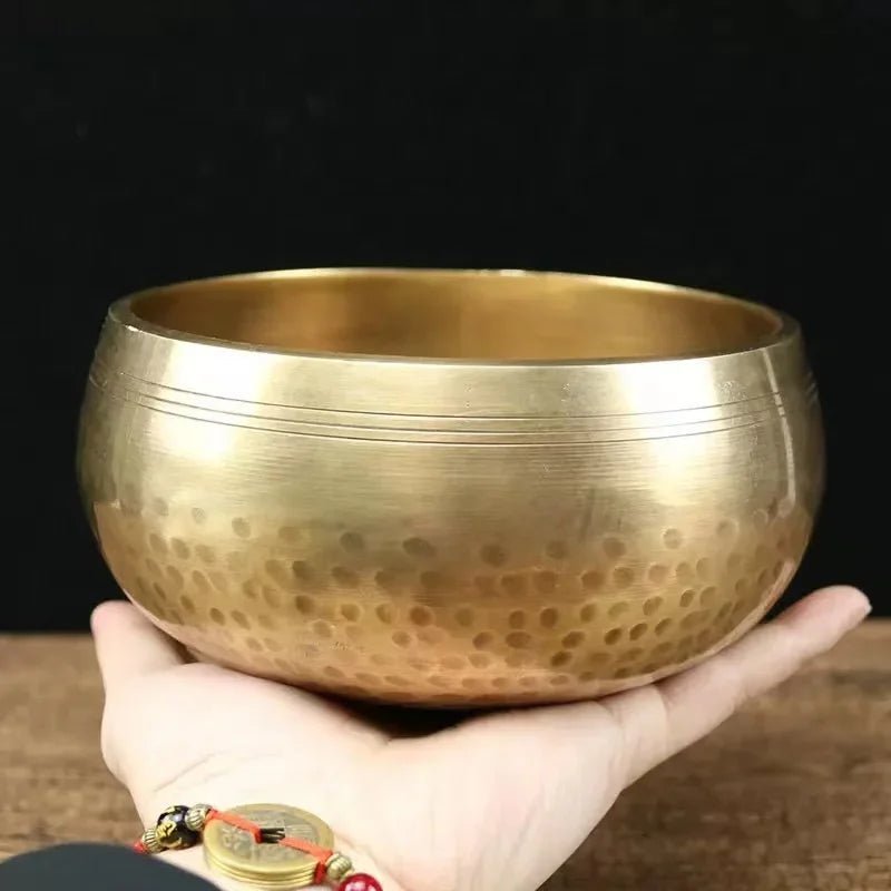 Authentic Handmade Tibet Singing Bowl Nepal Brass Meditation Sound Bowl for Yoga Chakra Healing Relaxation with Leather Striker.