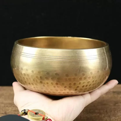 Authentic Handmade Tibet Singing Bowl Nepal Brass Meditation Sound Bowl for Yoga Chakra Healing Relaxation with Leather Striker.