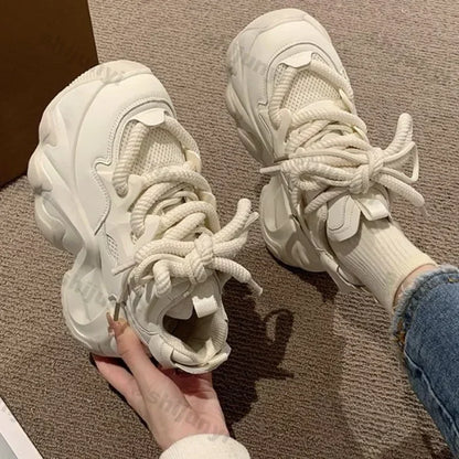 Women Chunky Platform Sneakers Women Autumn Fashion Breathable Mesh Sport Casual Sneakers Female Thick Bottom Vulcanized Shoes.
