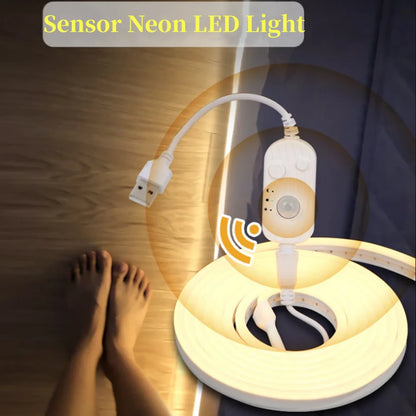 DC5V Neon LED Light Strip Wiress PIR Motion Sensor 6X12MM Silicone Tube Rope SMD2835 120Leds/m Waterproof Flexible Tape Ribbon.