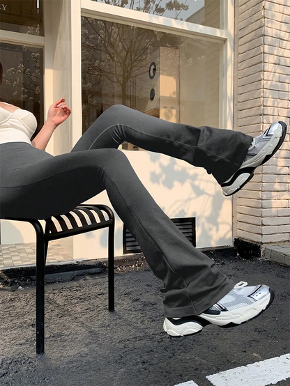 High Waisted Compression Without Awkward Lines Micro Flared Yoga Outdoor Wear Seamless Elastic Fitness Pants Lifting Leggings.