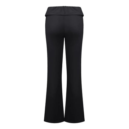 Damenmode, einfarbig, schmale Passform, schmale Reverse-Taille, niedrige Taille, elastische Taille, Schlaghose, Hose für Damen, Damenhose 2024