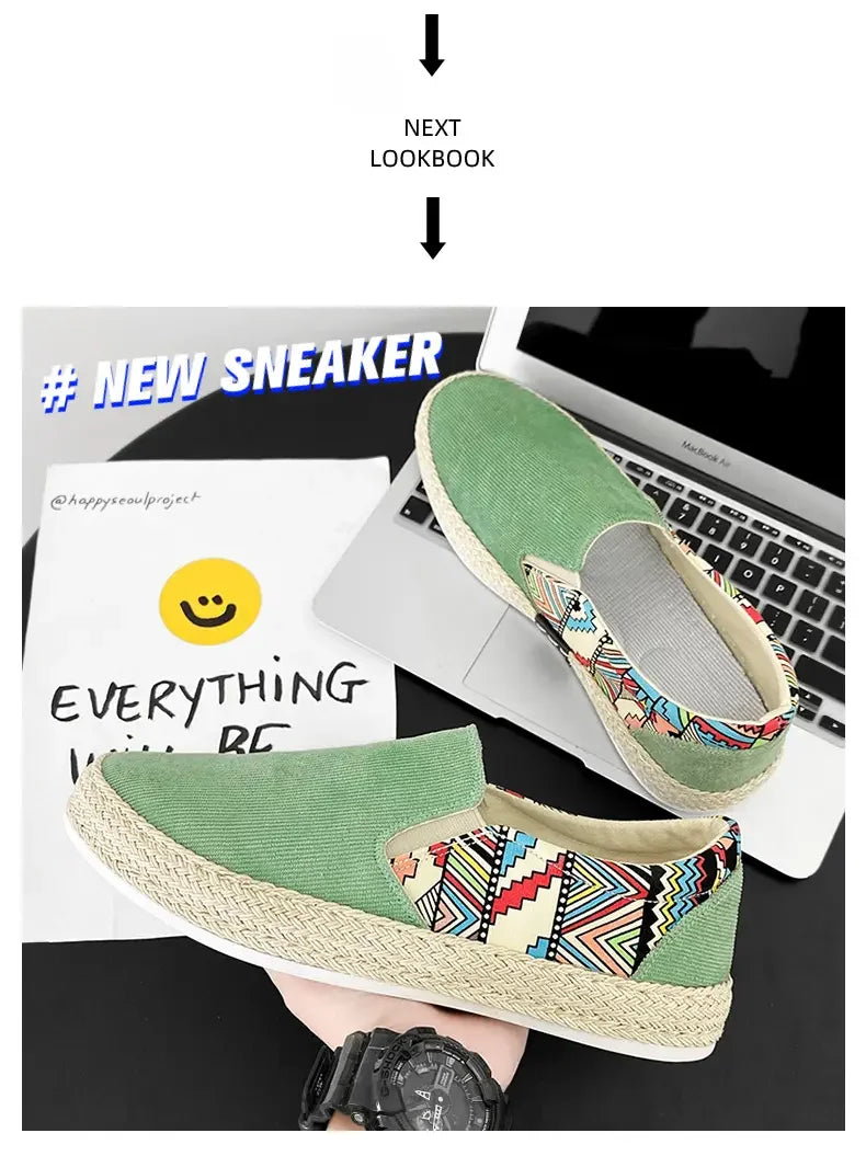 2023Men Turnschuhe Casual Sommer Low-top Cord Schuhe Fischer Schuhe Faul Schuhe Slip-on Tuch Schuhe Trendy männer Schuhe.