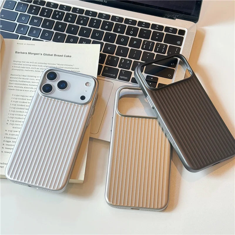 Electroplated 3D Stripes Pattern for Magsafe Magnetic Case For iPhone 17 17Pro 16 15 16Pro Max Matte Shockproof Hard PC Cover.