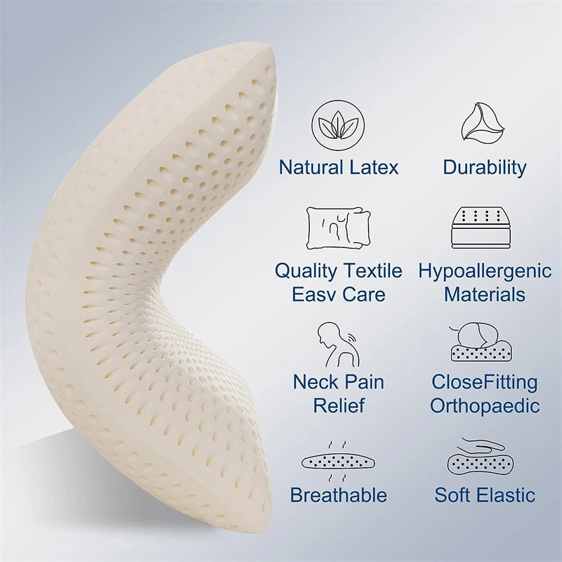100% Natural Latex Sleeping Bed Pillow Luxury Pillow for Side Back and Stomach Sleepers Orthopedic Pillows Cervical Health Care.