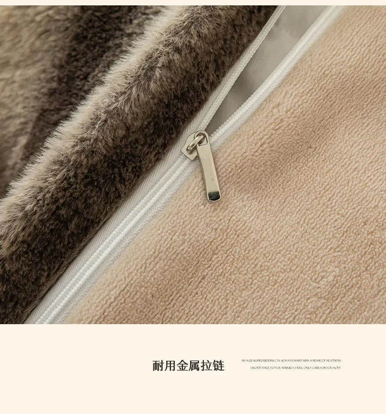 Winter Thick Warm Luxury Bedding Set Include Quilt Cover Sheet Pillowcase Solid Color Coral Velvet Soft Queen Duvet Cover Set