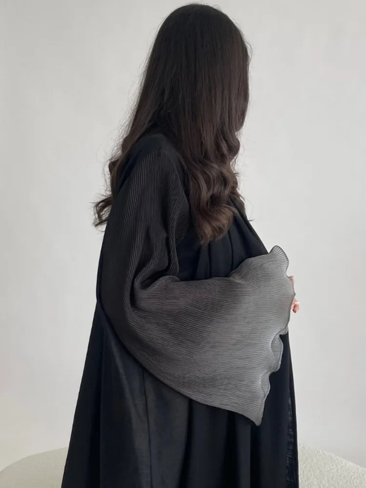 Open Front Abaya Muslim Flare Sleeve Casual Arabian Abayas Middle-East Elegant Turkey Kaftans Women Jilbabs Islamic Maxi Dresses.