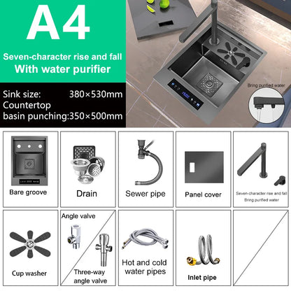 Water Catalyst Cup Cleaning Sink Hidden Single Slot Mini Bar Sink Wash Basin With Cover Plate For Kitchen