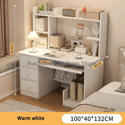 All-in-One-Computertisch mit Schubladen und Regal, moderner Bürotisch, Heim-Gaming-Schreibtisch für Schlafzimmer, PC-Gamer-Schreibtische