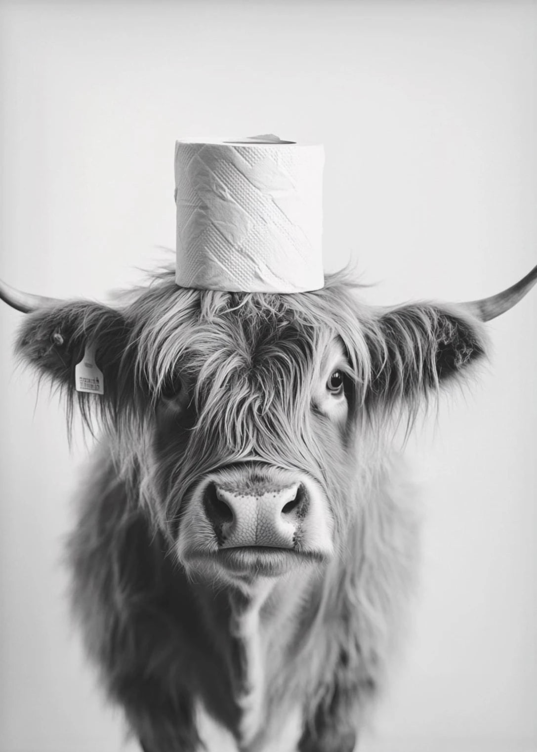 Highland Cow Otter Cat  Raccoon with Toilet Paper Poster Print Canvas Painting Bathroom Wall Art Funny Toilet Humor Home Decor.