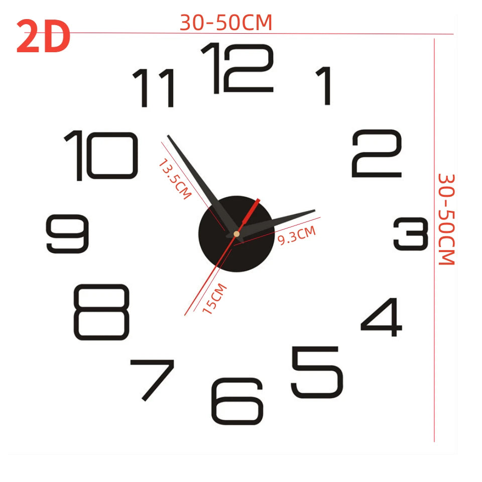 2022 moderne Design Große Wanduhr 3D DIY Quarz Uhren Mode Uhren Acryl Spiegel Aufkleber Wohnzimmer Wohnkultur Horloge