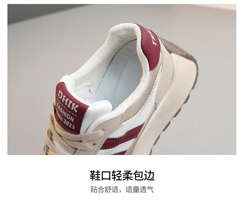 Spring Thick Bottom Women's Shoes 2025 Summer Casual Patchwork Leather Sneakers Casual Vulcanised Shoes Ladies Chaussure Femme.