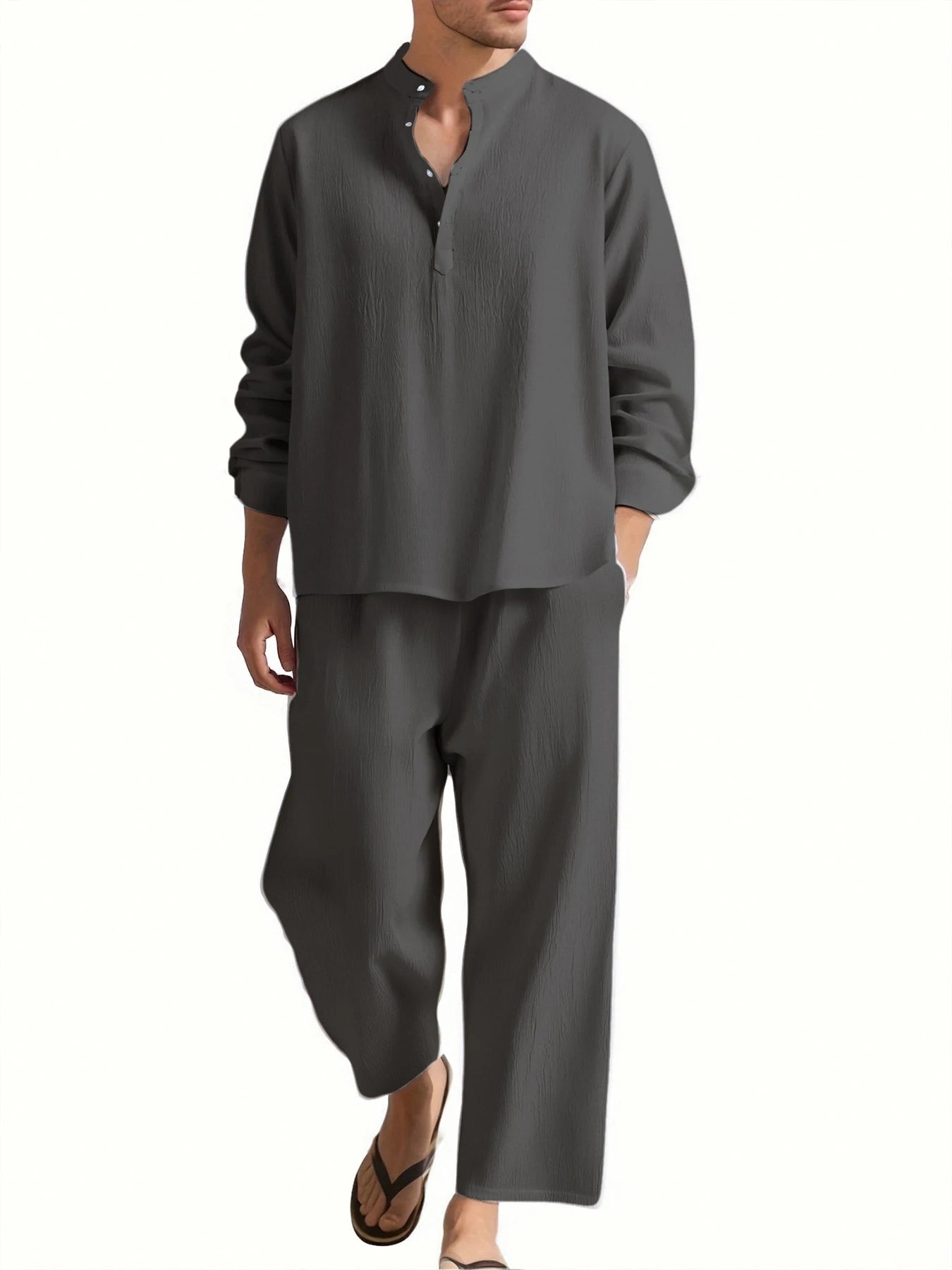 Men's Long Sleeve Shirt and Pants Suits Men Beach Wear Tracksuit Solid Color Shirts Sweatpants Hawaiian Vacation Men's Clothing.