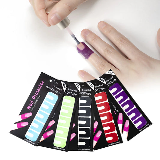 10/20/50 Pcs U-shape Spill-proof Anti-overflow Nail Polish Paint Varnish Peel Off Tape Finger Cover Nail Protector Stickers.