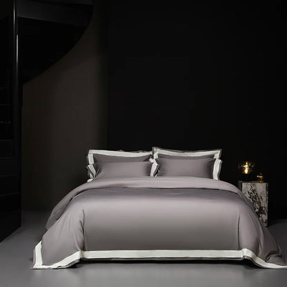 4Pcs Premium 1000TC Egyptian Cotton Solid Color Hotel Style Wide Edge Bedding Set Duvet Cover Bed Sheet/Fitted Sheet Pillowcases.