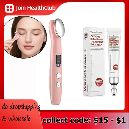 Rechargeable Eye Massager Wand  Vibration Eye Massage Tool Eye Lifting Massager Hot Compress Eye Beauty Device for Dark Circles.