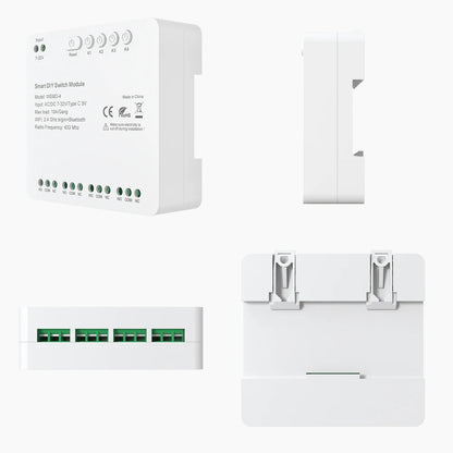 AVATTO Tuya WiFi 4-Kanal-Schaltmodul, 7–32 V/85–250 V RF433 Fernbedienungsrelais-DIY-Modul, funktioniert mit Alexa, Google Home, Alice.