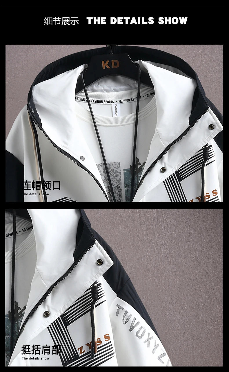 2025 Spring Casual Jackets Sportswear+Pants Men's Sets Korean Style 2 Piece Sets Men Streetwear Fitness Male Tracksuit.