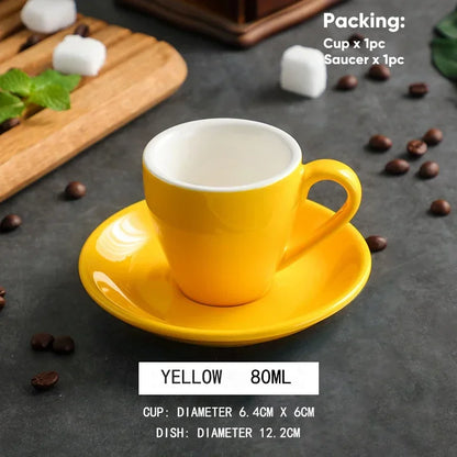 80ml Ceramic Coffee Cup and Saucer Espresso Cups Porcelain Afternoon Teacup Breakfast Milk Mug Cute Pottery Mugs Wholesale