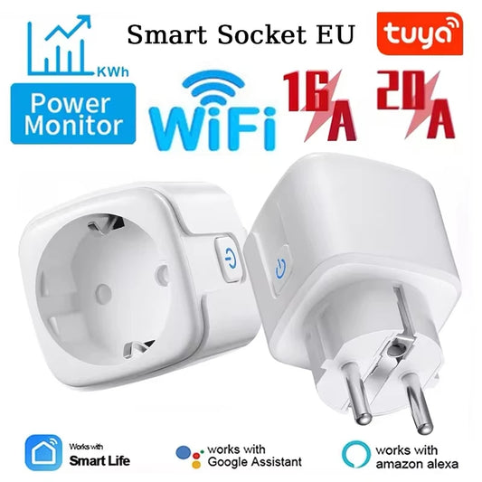 Smart Plug WiFi Buchse EU 16A/20A Mit Power Monitor Timing Funktion Tuya Smart Leben APP Steuerung Funktioniert mit Alexa Google Hause.