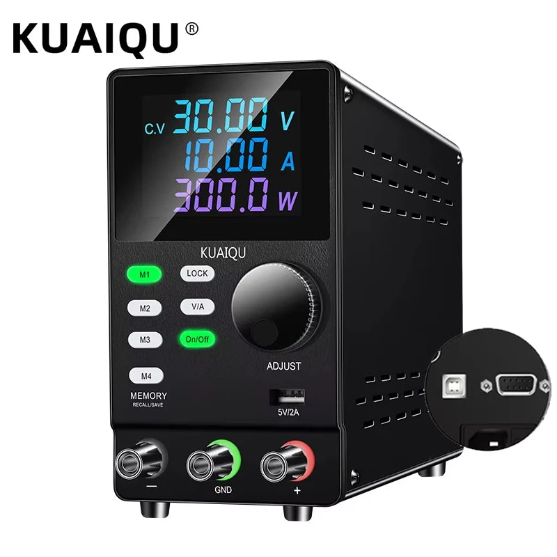 KUAIQU 200V 300V 1A DC Power Supply, 30V Programmable Adjustable Regulated Lab Bench Power Supply with PC Software,Output Switch.
