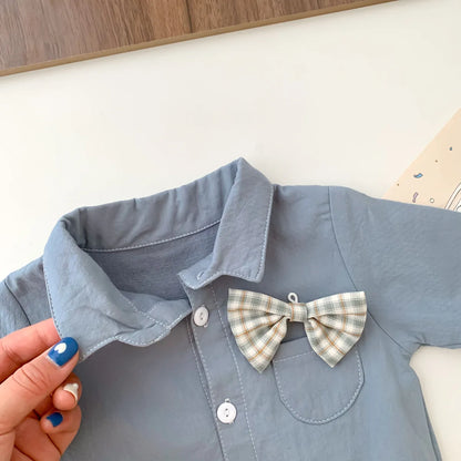 Neugeborenen Baby Prinz Sommer volle Hülse Fliege Gentleman Stil Outfits Infant Kinder Overalls Baumwolle Kleidung Mode Bodys.