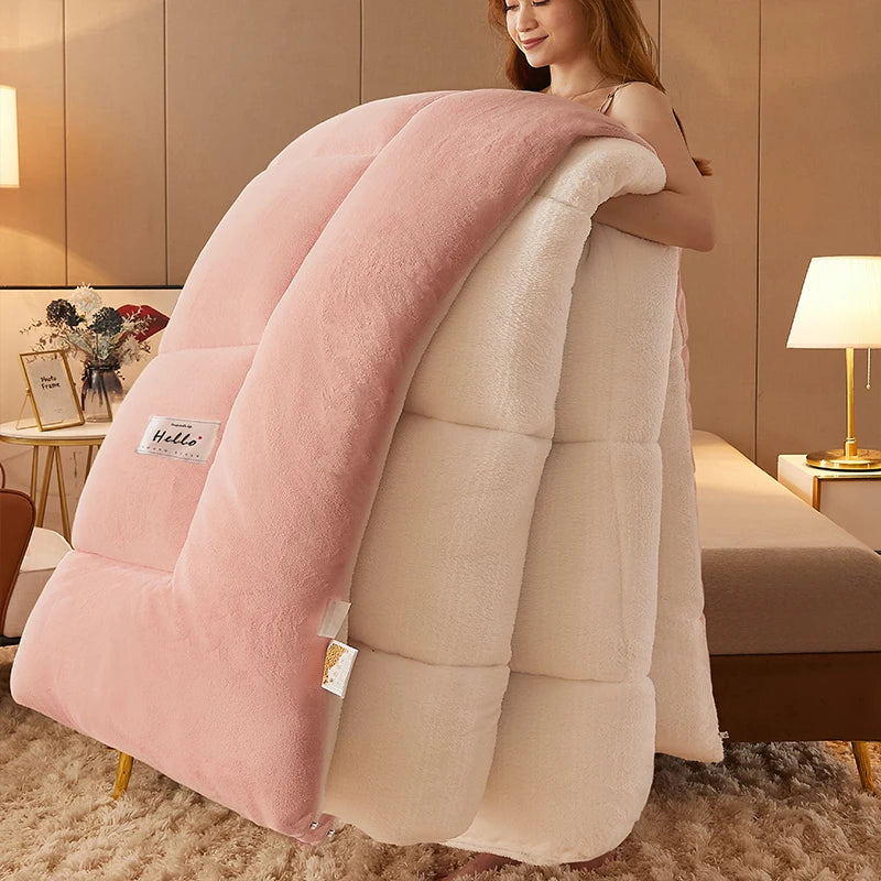 Lamb wool  - et winter thickened quilt super warm 5kg thick comforter winter spring autumn single double milk velvet  - et.