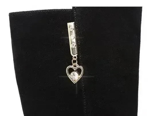 2025 New Women Warm Snow Plush Boots Snow Casual Flat All-match Cotton Fashion Side Zipper Winter Shoes Thigh High Boot Black.