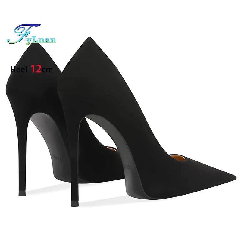 Wine Red High Heels 12cm 10cm 8cm Women Shoes Thin Heels Pointed Head Ladies Pumps Shallow Mouth Stiletto Party Large Size Shoes