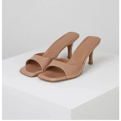 NewHigh Heels Women's Slippers Elegant Casual Square Toe Slippers Summer Shoes Zapatos De Mujer Women's Designer Sandals 35-42.