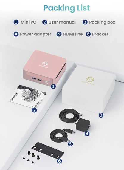 GenMachine Ryzen PRO 6800H MINI PC Windows 11 8C/16T 3.2Ghz LPDDR5 6400Mhz 24G RAM 256G ROM WIFI6 BT5.2 Diy Gaming Computer.