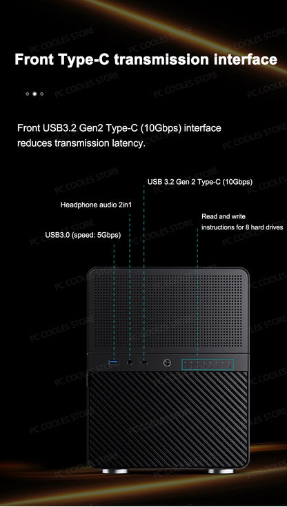 JONSBO N3 NAS Mini Case All-In-One Aluminum ITX Chassis 8 Hard Disk Location Support 130mm CPU Cooler 250mm Graphics Card