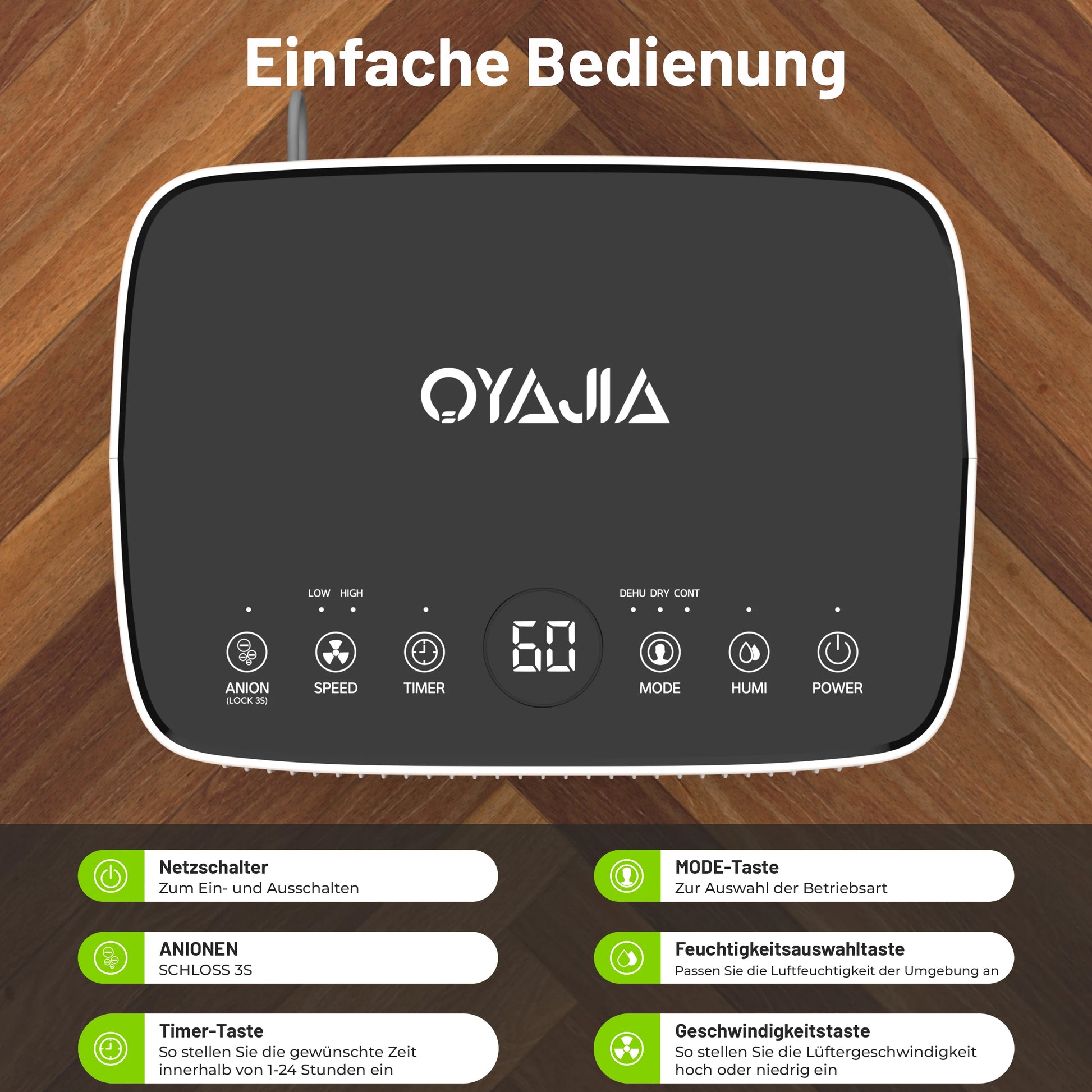 16L/Day Dehumidifier with Wifi Controlled App, Digital Humidity Display, Continuous Drainage, Laundry Drying and 24 Hour Timer.