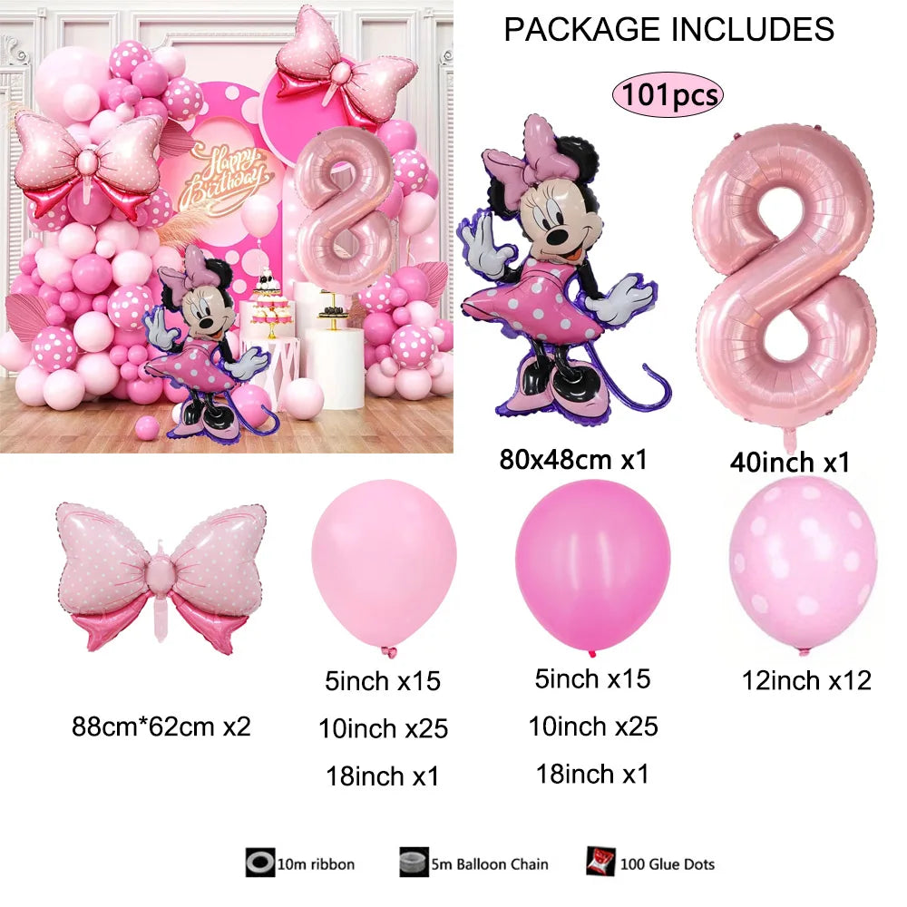 1Set Cartoon Minnie Maus Rosa Anzahl Ballons Girlande Bogen Kit Set Mädchen Prinzessin Geburtstag Party Baby Dusche Dekoration Geschenke.