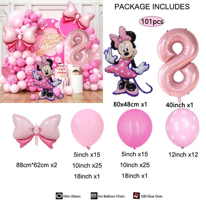 1Set Cartoon Minnie Maus Rosa Anzahl Ballons Girlande Bogen Kit Set Mädchen Prinzessin Geburtstag Party Baby Dusche Dekoration Geschenke.