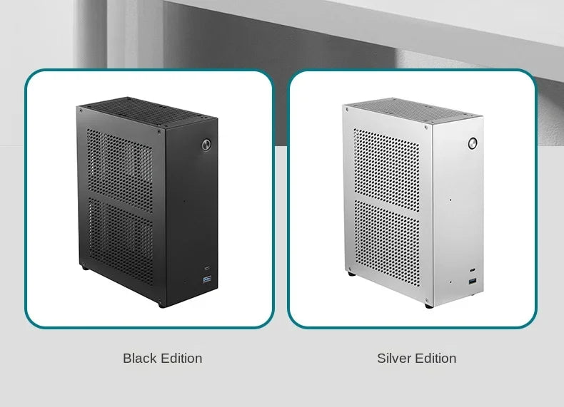 Desktop Chassis ITX Computer Case Mini NAS Computer Case Dual 3.5-Inch Hard Drive Front USB3.0 TYPEC Interface.