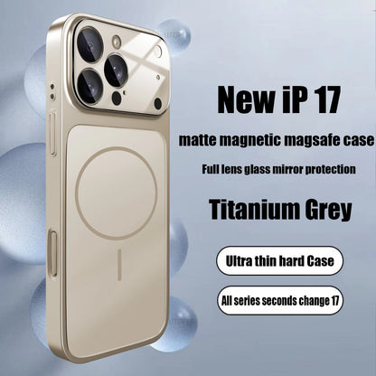 Luxury Large Frame Glass Lens Protect New Phone Case for iPhone 17 Air 16 15 14 13 Pro Max 17 Pro Magsafe Magnetic PC Hard Cover