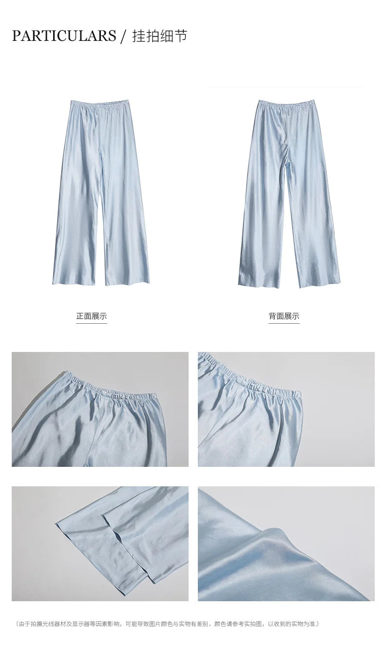 Satin Wide Leg Pants Long Floor Casual Pants Women's Summer
