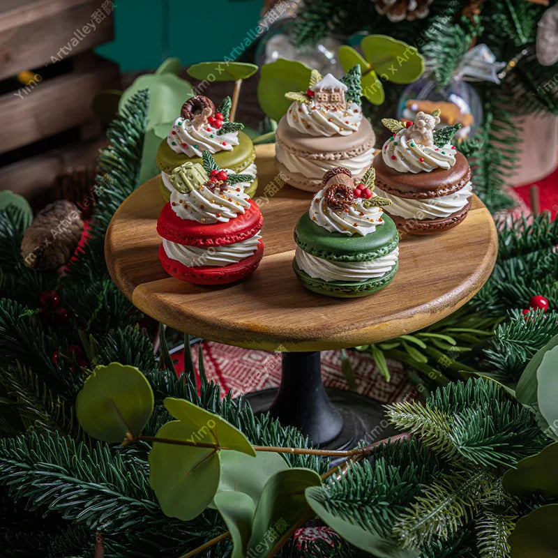 Gefälschte Kuchen Simulation Weihnachten Macaron Kuchen Modell Künstliche Desserts Ornamente Weihnachten Party Fenster Display Fotografie Requisiten.
