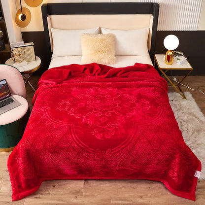 Double layer thickened to 6kg blanket quilt autumn and winter warm fleece wedding blanket cushion bedding