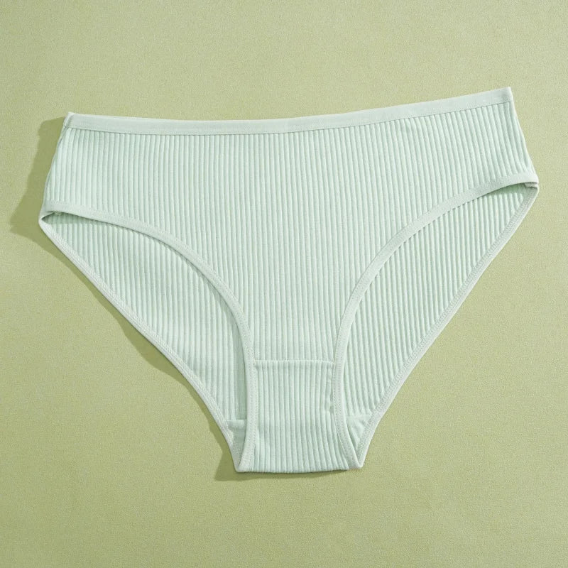 5PCS Women's Cotton Panties Sexy Low Waist Briefs Striped Underpants Female Comfortable Stretch Lingerie Ladies Soft Underwear