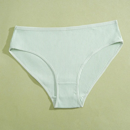 5PCS Women's Cotton Panties Sexy Low Waist Briefs Striped Underpants Female Comfortable Stretch Lingerie Ladies Soft Underwear